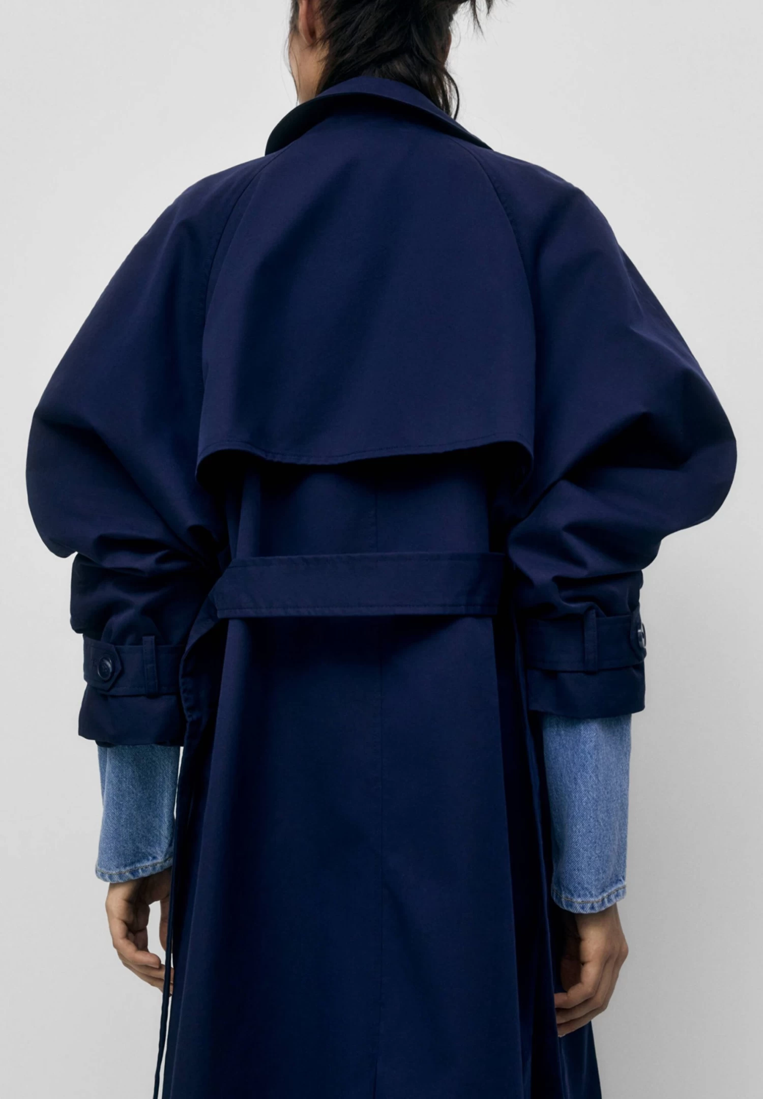 PULL & BEAR Oversized - Trenchcoat - Dark Blue 3 PULL & BEAR Oversized - Trenchcoat - Dark Blue - Afbeelding 3