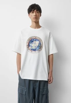 PULL & BEAR Short Sleeve With Round Print - T-Shirt Print - White