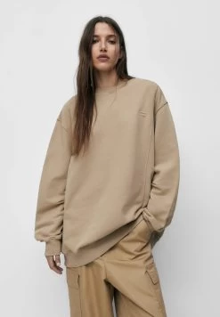 PULL & BEAR Equals Round Neck - Sweater - Beige