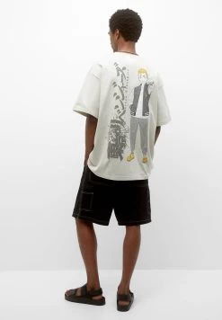 PULL & BEAR Tokyo Revengers Slogan - T-Shirt Print - White