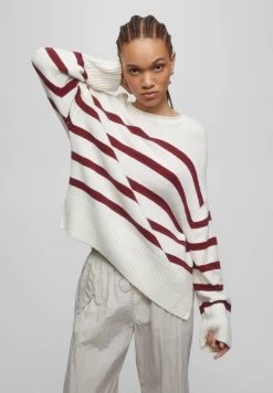 PULL & BEAR Striped - Trui - Mottled Dark Red