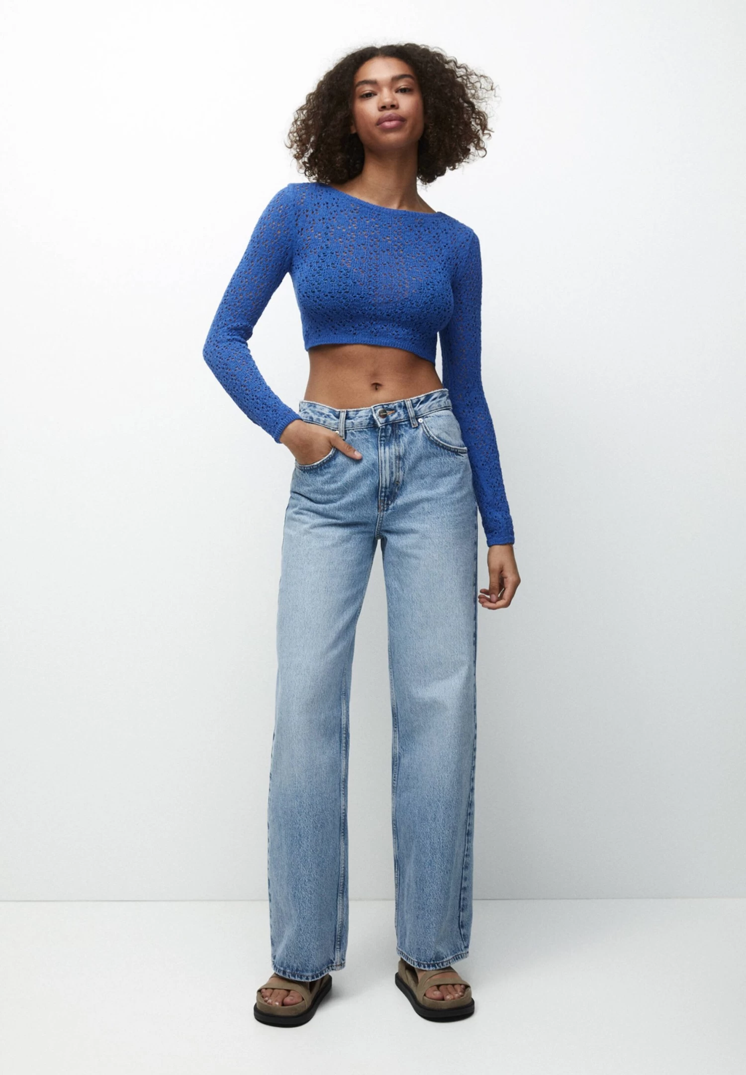 PULL & BEAR Open- Trui - Mottled Royal Blue 2 PULL & BEAR Open- Trui - Mottled Royal Blue - Afbeelding 2