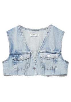 PULL & BEAR Crop- Bodywarmer - Blue Denim -PULL BEAR Winkel 450e406f9cb940639082903259ff531d