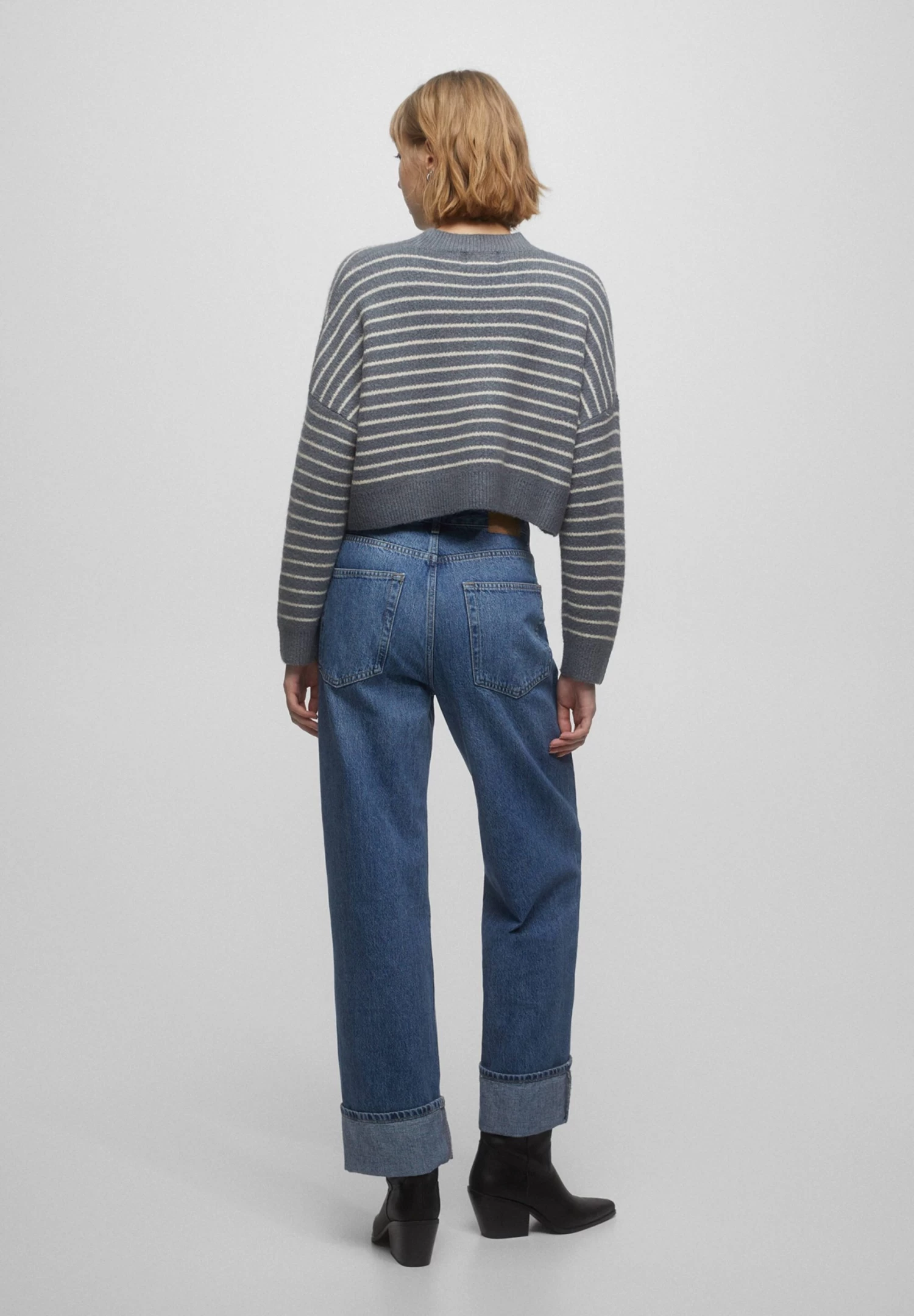 PULL & BEAR Striped Mock Turtleneck- Trui - Blue Grey 2 PULL & BEAR Striped Mock Turtleneck- Trui - Blue Grey - Afbeelding 2