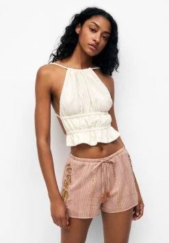 PULL & BEAR Embroidered - Shorts - Light Pink