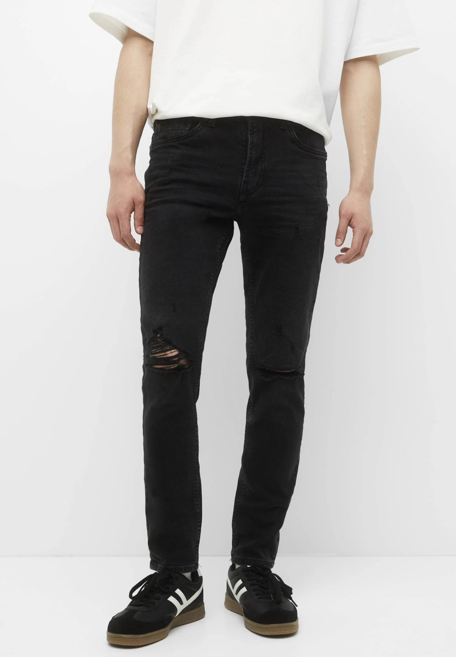 PULL & BEAR Basic- Slim Fit Jeans - Mottled Dark Grey 1 PULL & BEAR Basic- Slim Fit Jeans - Mottled Dark Grey