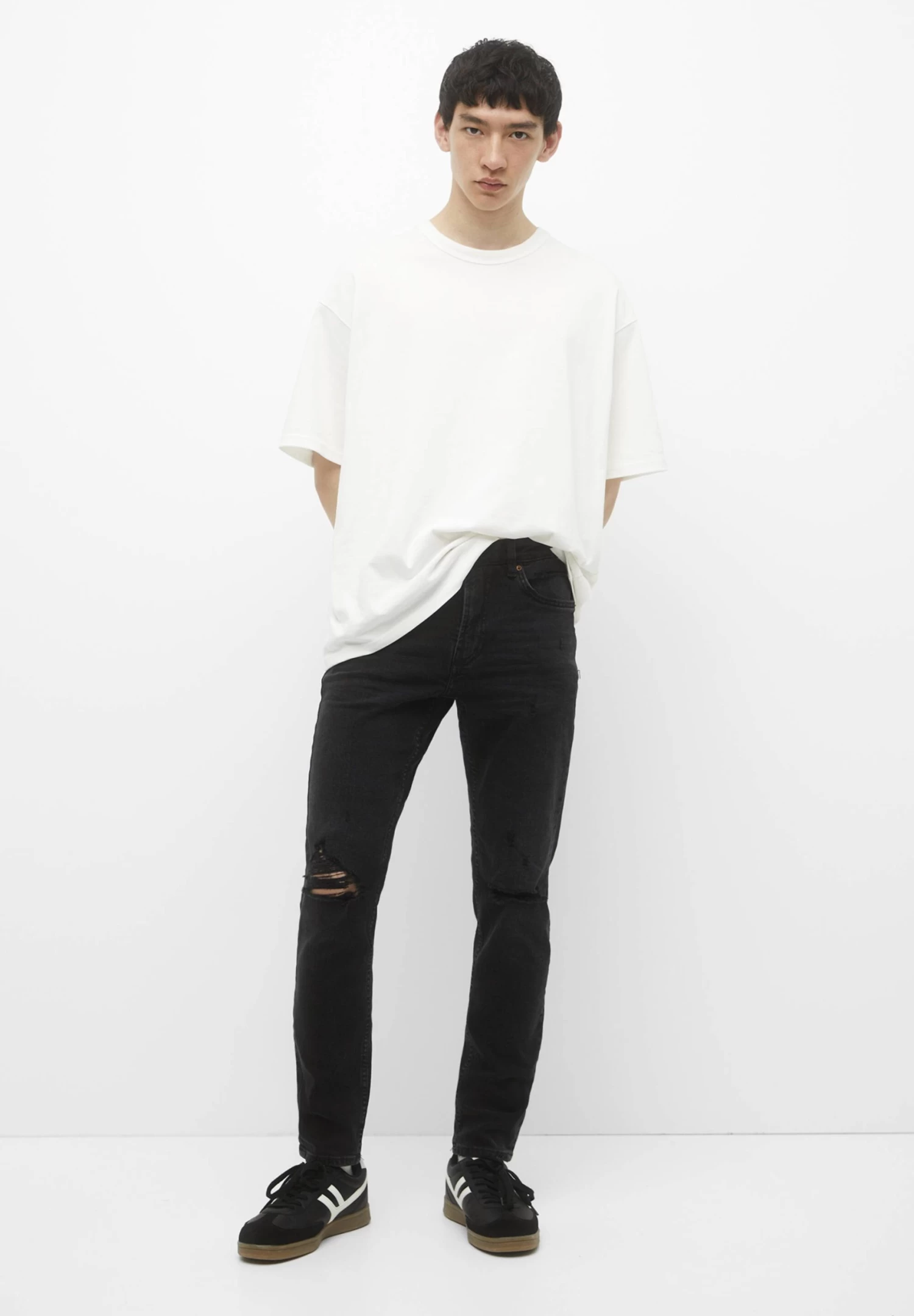 PULL & BEAR Basic- Slim Fit Jeans - Mottled Dark Grey 2 PULL & BEAR Basic- Slim Fit Jeans - Mottled Dark Grey - Afbeelding 2
