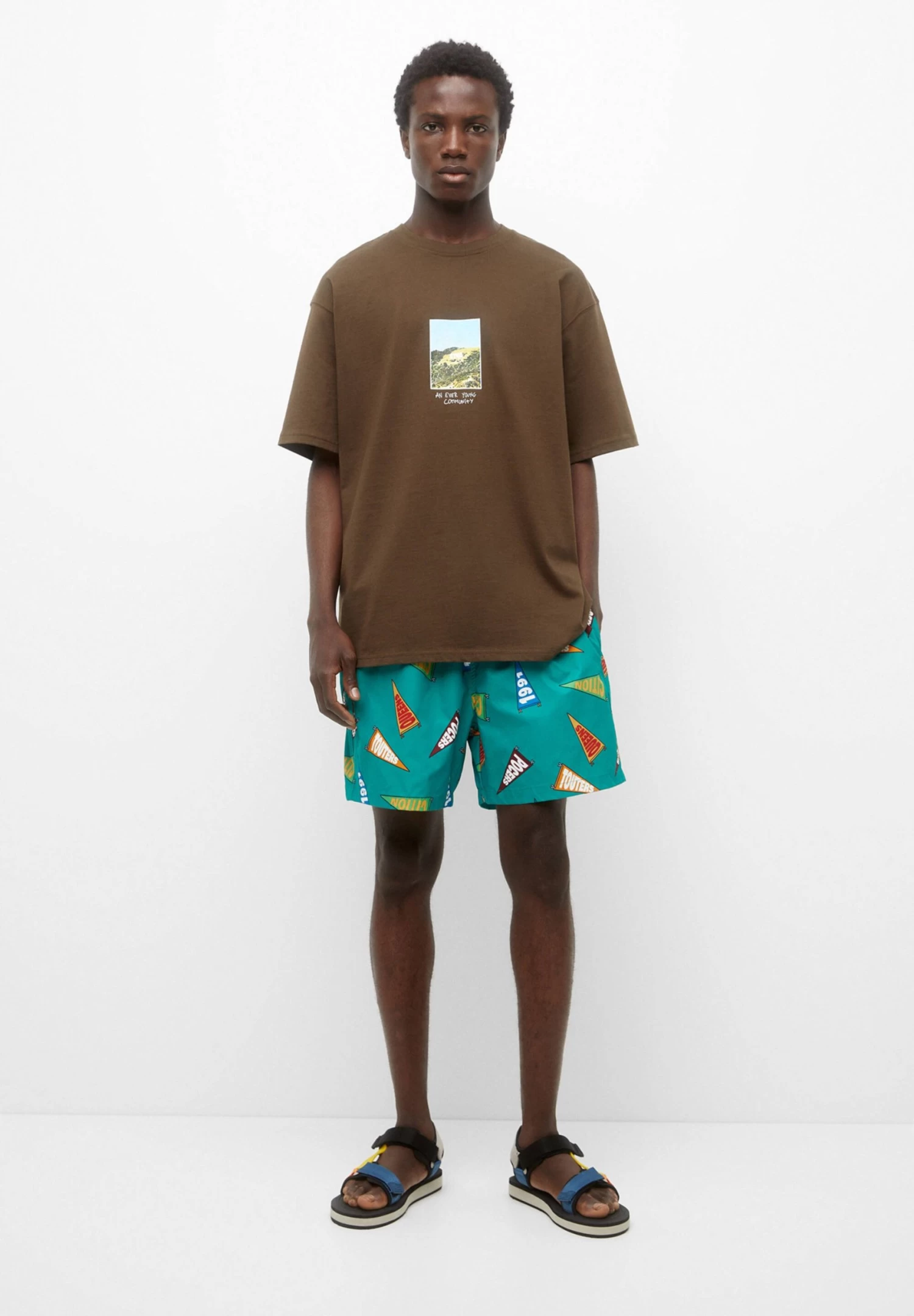 PULL & BEAR Flag Print - Zwemshorts - Green 2 PULL & BEAR Flag Print - Zwemshorts - Green - Afbeelding 2