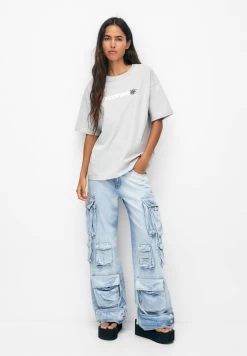 PULL & BEAR Short Sleeve Happiness - T-Shirt Print - Light Grey -PULL BEAR Winkel 4fb7baefa42b48f48637b195a6db8917