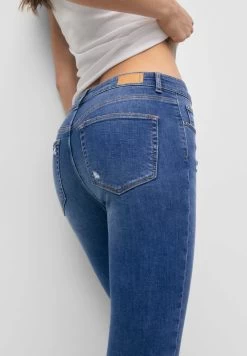 PULL & BEAR Mid Waist Ripped - Jeans Skinny Fit - Blue Denim -PULL BEAR Winkel 50165409fa2441399f58b932fbe375ba