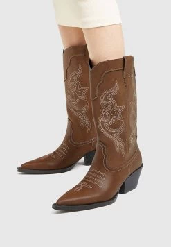 PULL & BEAR Mit Stickereien - Cowboy-/Bikerlaarzen - Brown
