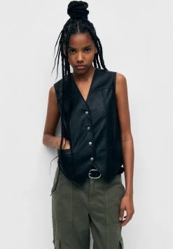 PULL & BEAR Cropped - Bodywarmer - Black