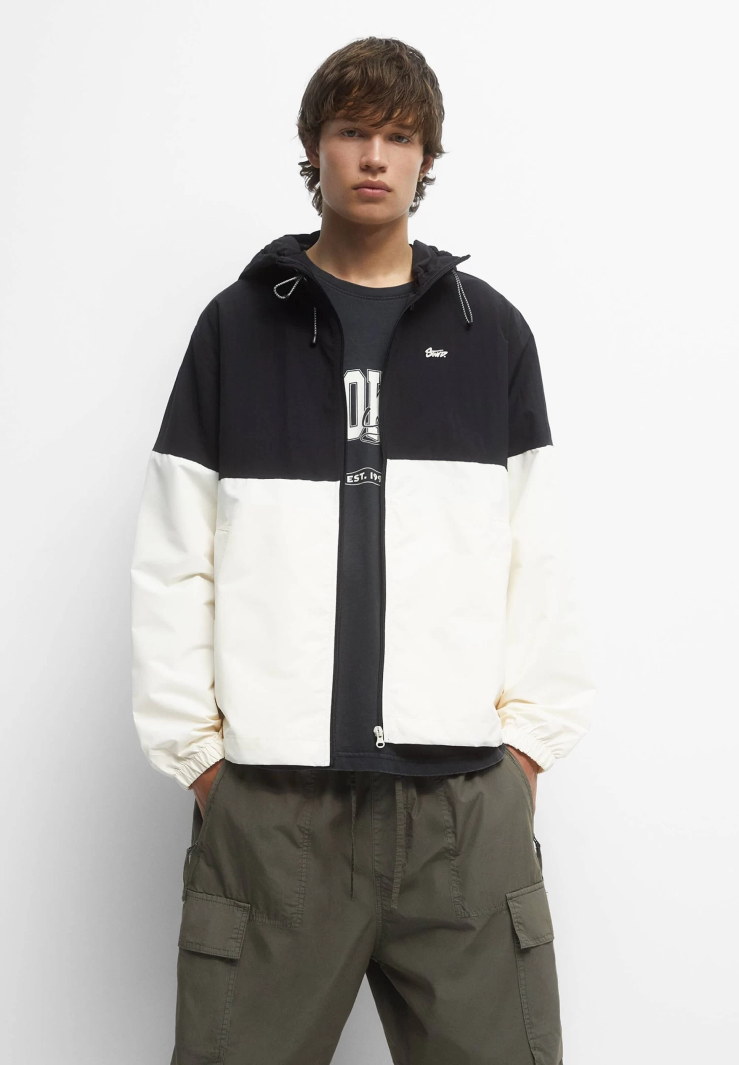 PULL & BEAR Block - Regenjas - White 1 PULL & BEAR Block - Regenjas - White