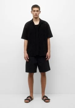 PULL & BEAR Short Sleeve Black Openwork- Overhemd - Black -PULL BEAR Winkel 5688778d42e5483c90d5d8d6504a7027