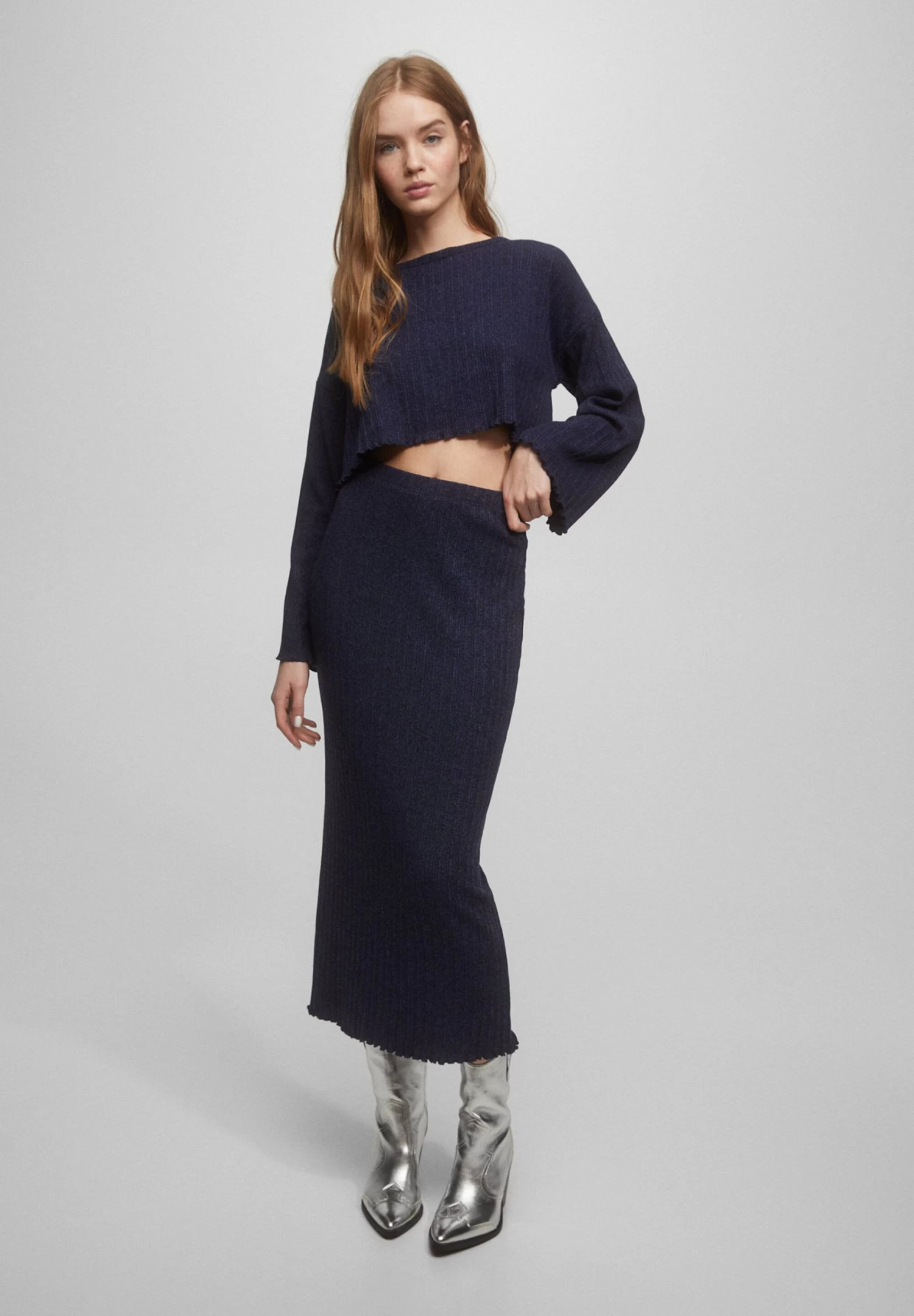 PULL & BEAR Kokerrok - Blue Denim 2 PULL & BEAR Kokerrok - Blue Denim - Afbeelding 2