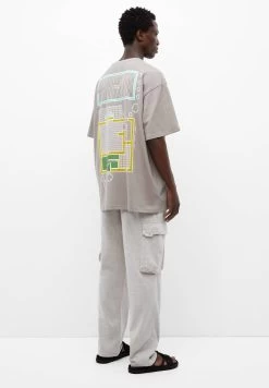 PULL & BEAR Flat Graphic - T-Shirt Print - Brown -PULL BEAR Winkel 58b15d54cf924f06a84fa1207ad33b3a