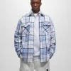 PULL & BEAR Rustic Check - Lichte Jas - Blue
