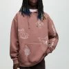 PULL & BEAR Printed- Hoodie - Mauve
