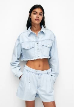 PULL & BEAR Darted - Jeansshort - Stone Blue Denim