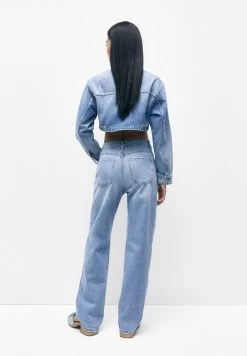 PULL & BEAR Mid-Waist With Rhinestones - Straight Leg Jeans - Stone Blue Denim -PULL BEAR Winkel 5cb0ba2556ee41228e1c533890985149