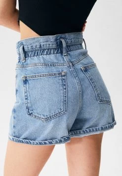 PULL & BEAR High Waist Paperbag- Jeansshort - Stone Blue Denim -PULL BEAR Winkel 5dc6cf18b5f74a1ca1c0aea3f442691b