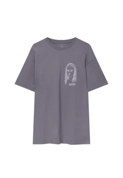 PULL & BEAR Leonardo Da Vinci Line Design- T-Shirt Print - Grey -PULL BEAR Winkel 5f8652aefb11445285260158bffb2d34