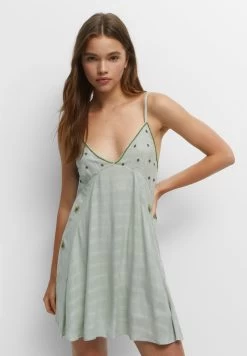PULL & BEAR Short Strappy Beaded- Jurk - Light Green