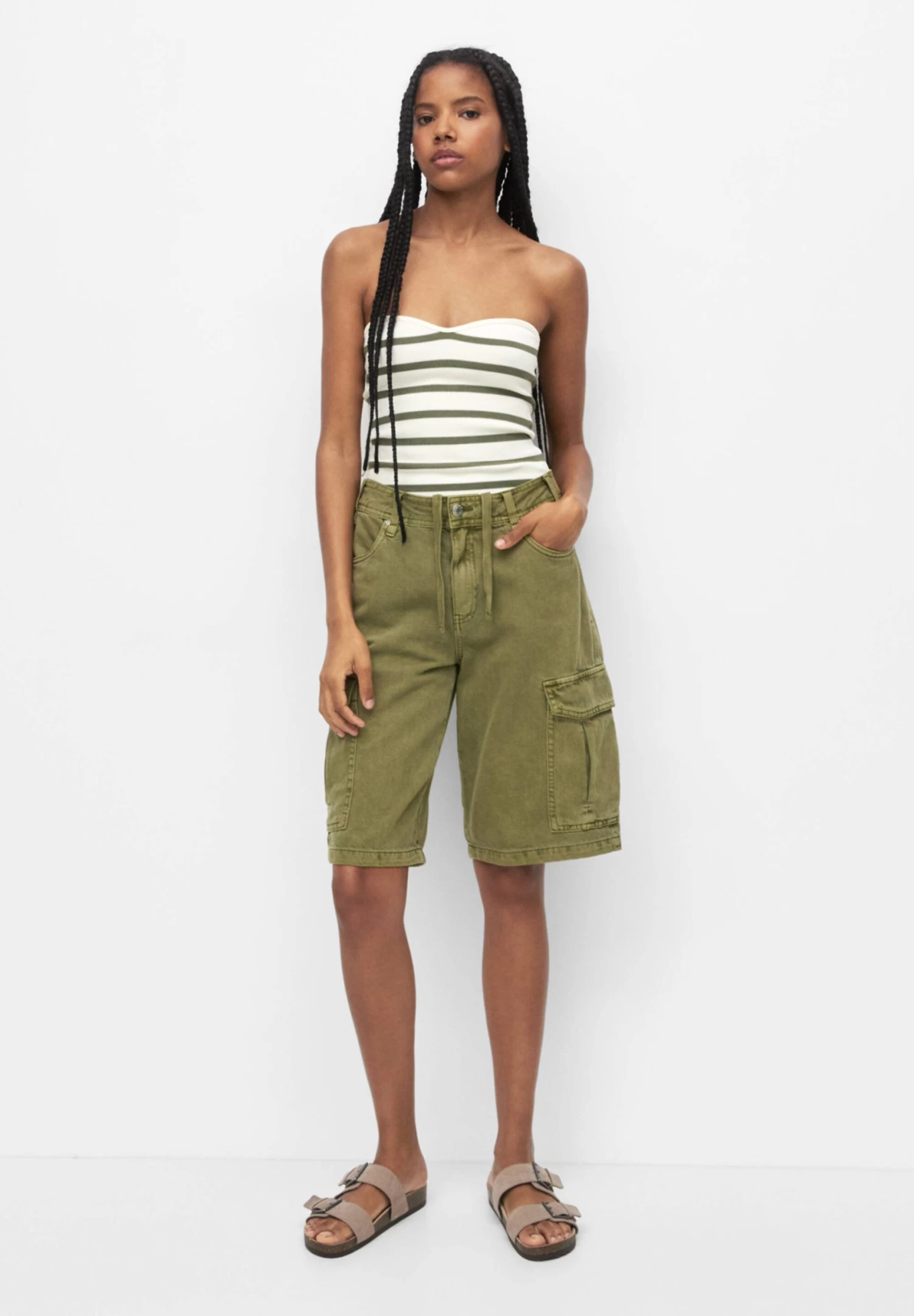 PULL & BEAR Bandeau- Top - Khaki 2 PULL & BEAR Bandeau- Top - Khaki - Afbeelding 2