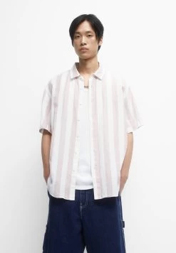 PULL & BEAR Striped Short Sleeve- Overhemd - Pink