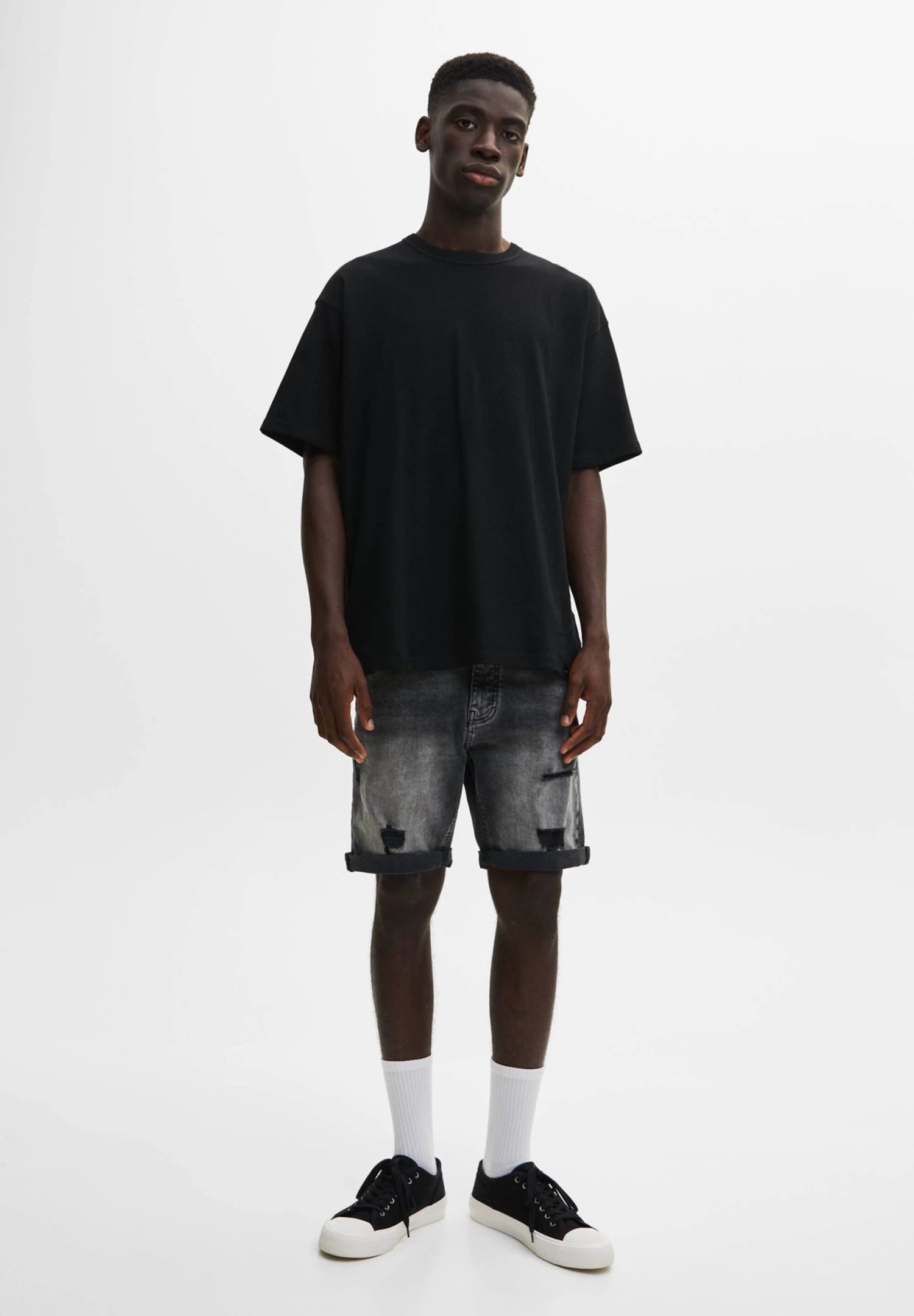 PULL & BEAR With Drawstring Waist - Jeansshort - Mottled Dark Grey 2 PULL & BEAR With Drawstring Waist - Jeansshort - Mottled Dark Grey - Afbeelding 2
