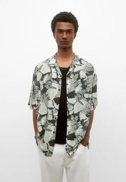 PULL & BEAR Floral Print Short Sleeve- Overhemd - Mint