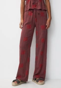 PULL & BEAR With Embroidery - Flowing - Broek - Brown