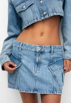 PULL & BEAR With Pockets - A-Lijn Rok - Stone Blue Denim -PULL BEAR Winkel 6b06e5d3ccae4e8a89cb38f460b90194