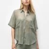 PULL & BEAR Short Sleeve - Overhemdblouse - Khaki