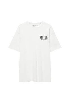 PULL & BEAR Short Sleeve Nirvana- T-Shirt Print - White -PULL BEAR Winkel 6c52941883c2498ea0cbd1a7752093a6