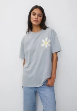 PULL & BEAR Smiley Daisy - T-Shirt Print - Grey
