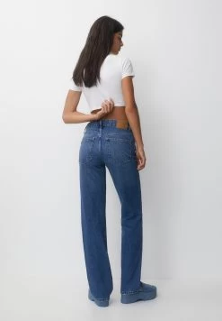 PULL & BEAR Mid Waist- Straight Leg Jeans - Dark Blue Denim -PULL BEAR Winkel 6fa2b4c650574110816bbeb83f426608