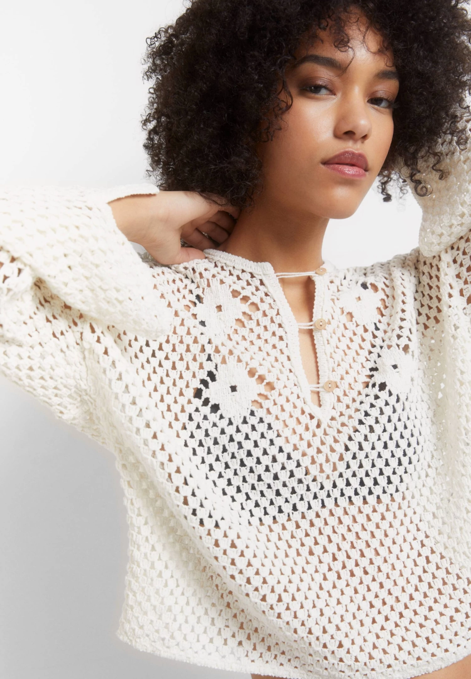 PULL & BEAR Crochet - Trui - Beige 4 PULL & BEAR Crochet - Trui - Beige - Afbeelding 4