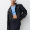 PULL & BEAR Biker- Imitatieleren Jas - Black