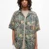 PULL & BEAR Print Short Sleeve- Overhemd - Dark Green