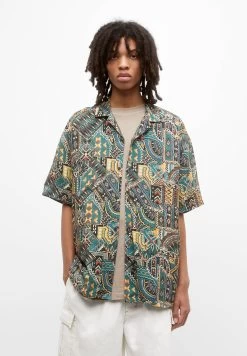 PULL & BEAR Print Short Sleeve- Overhemd - Dark Green