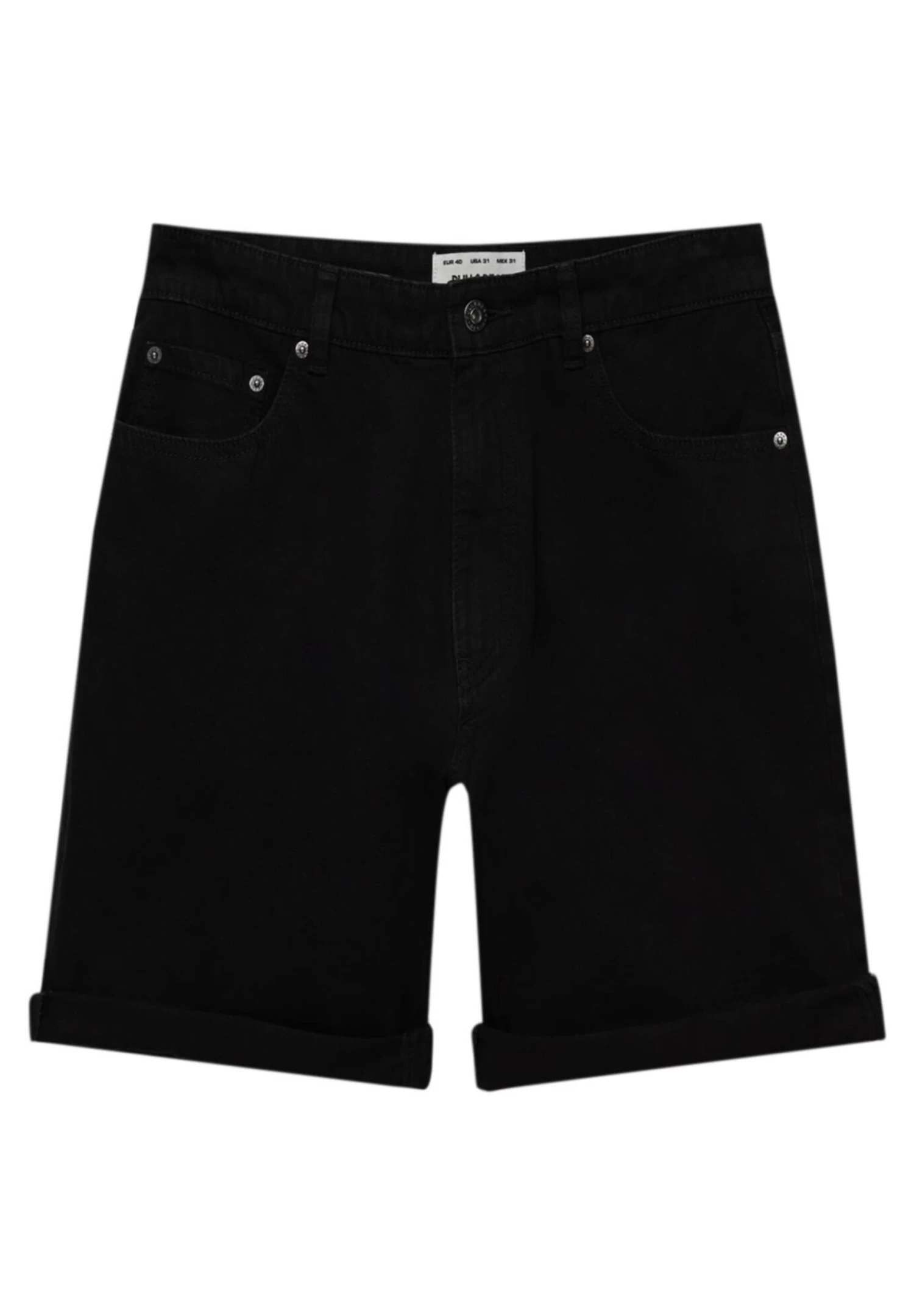 PULL & BEAR Bermuda With Turn-Up Hems - Jeansshort - Black 7 PULL & BEAR Bermuda With Turn-Up Hems - Jeansshort - Black - Afbeelding 7