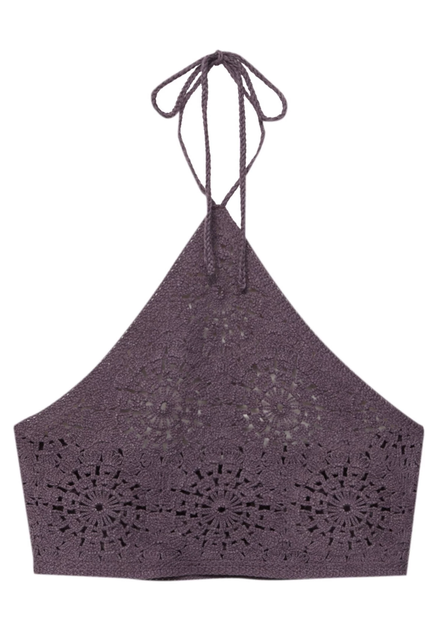 PULL & BEAR Crochet Halter- Top - Dark Purple 5 PULL & BEAR Crochet Halter- Top - Dark Purple - Afbeelding 5