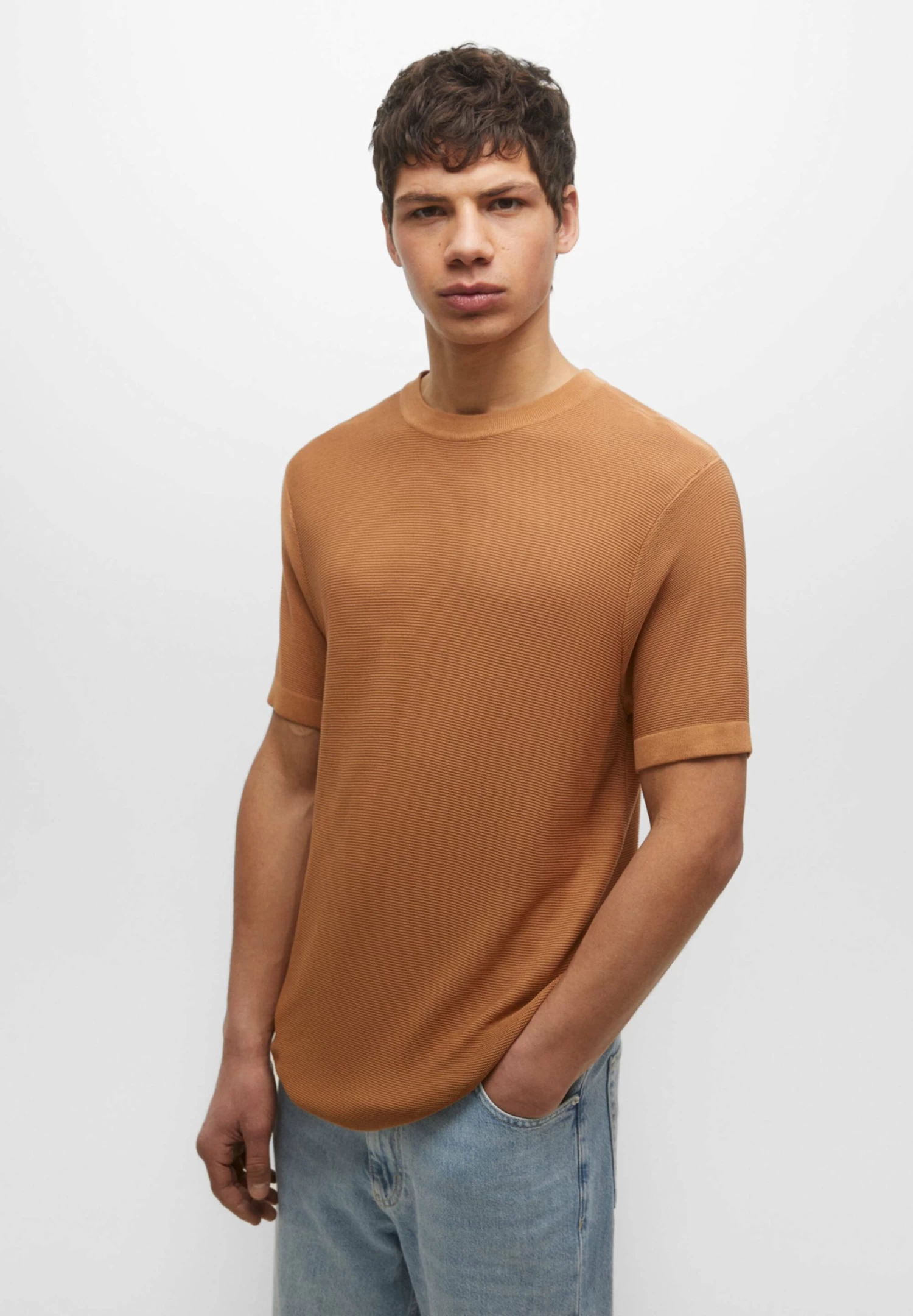 PULL & BEAR Short Sleeve- Trui - Orange 1 PULL & BEAR Short Sleeve- Trui - Orange