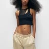 PULL & BEAR Cut-Out Detail - Tank- Top - Black