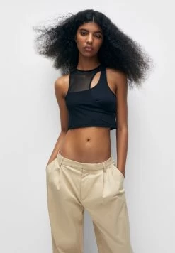 PULL & BEAR Cut-Out Detail - Tank- Top - Black