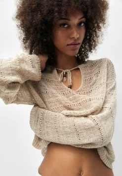 PULL & BEAR Open With Drawstring - Trui - Sand -PULL BEAR Winkel 7348088fab4b49b9bab17df8ac564d0a