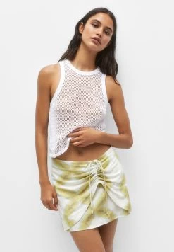PULL & BEAR Printed With Gathered Detail- Minirok - Light Green