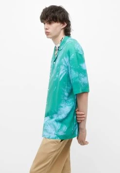 PULL & BEAR Short Sleeve Stwd Palm Tree - Overhemd - Turquoise -PULL BEAR Winkel 7603e20964834807984d7d063ae0b366