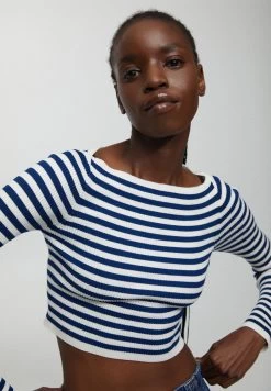 PULL & BEAR Striped Boat Neck - Trui - Blue Denim -PULL BEAR Winkel 7a945d9ec37c46e4bf26511fc8afdc0a